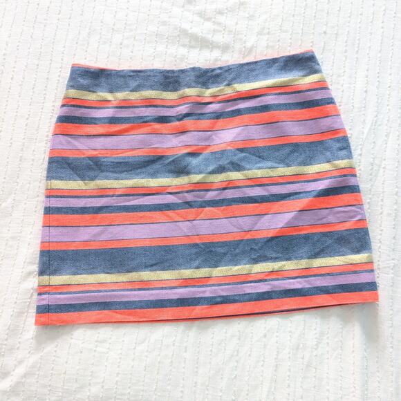 J.Crew Women's Gold Metallic Striped Mini Skirt size 8 - Picture 2 of 6